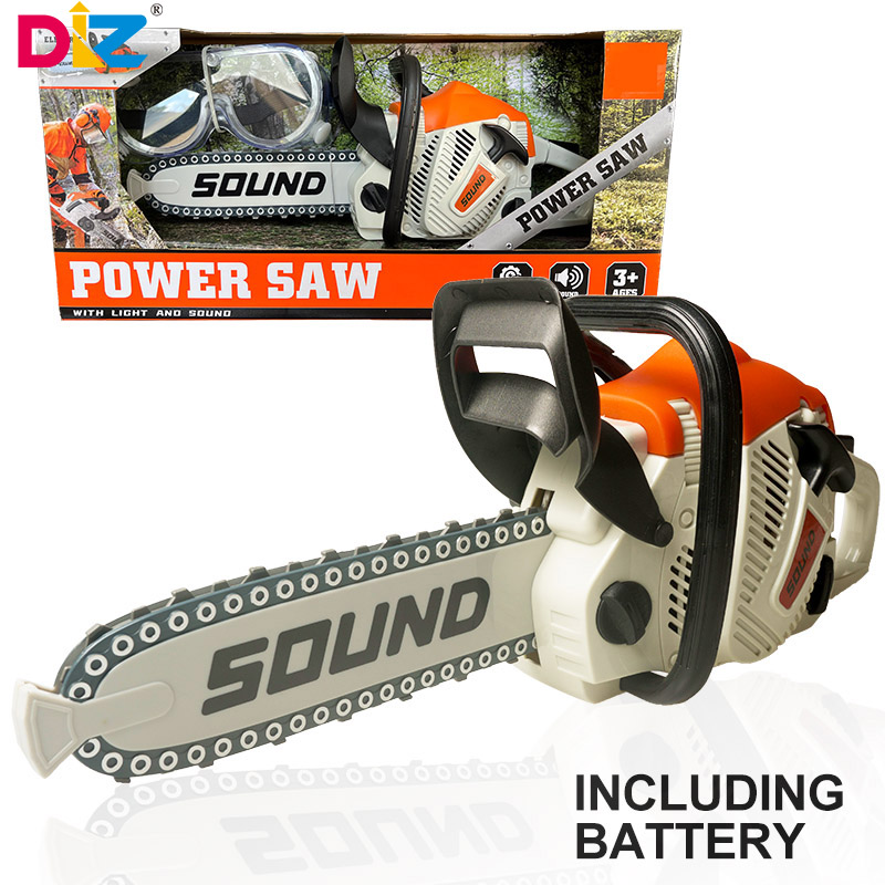 Power Tools Kids - Spielzeug-Kettensäge mit Schutzbrille, elektrische Kettensäge für