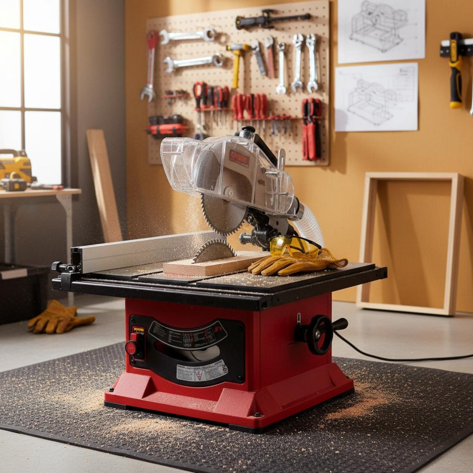 Power Tools Safety - Tischkreissägen-Staubschutz Transparente Klare Sägeblattabdeckung Staubabdeckung Vakuumkompatibel